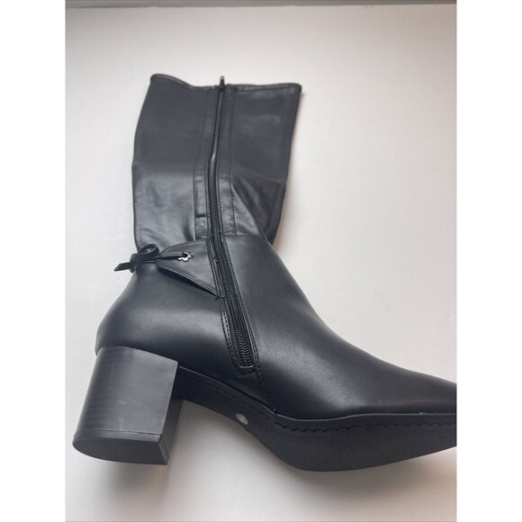 CHARTER CLUB Women's Block Heal Boots Black Y2K Zip-Up Faux Leather 11 New NIB - Picture 8 of 11